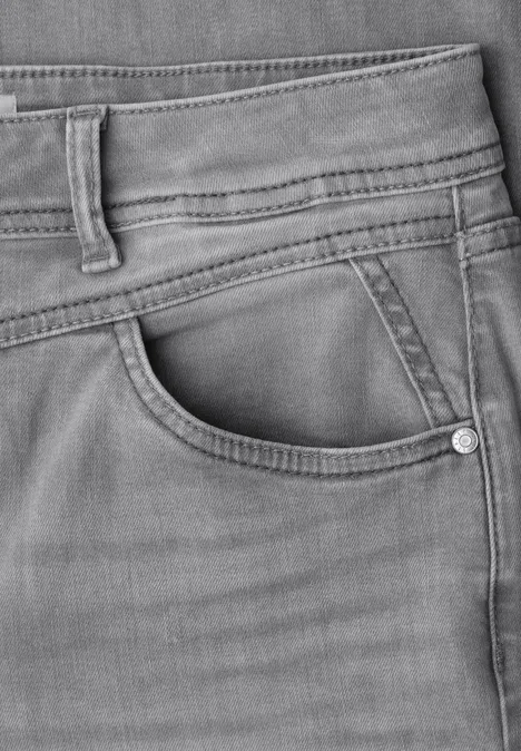 Mid Waist Straight Leg Jeans im Casual Fit light grey wash