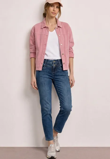 Mid Waist Slim Leg Jeans im Slim Fit authentic dark blue wash