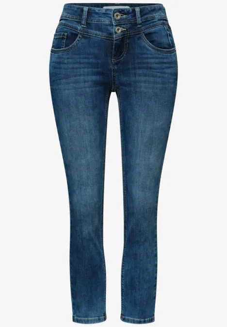 Mid Waist Slim Leg Jeans im Slim Fit authentic dark blue wash