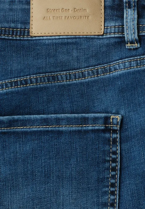 Mid Waist Slim Leg Jeans im Slim Fit authentic dark blue wash