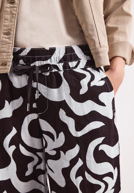 Pantalon Mid Waist à jambes larges avec imprimé espresso brown