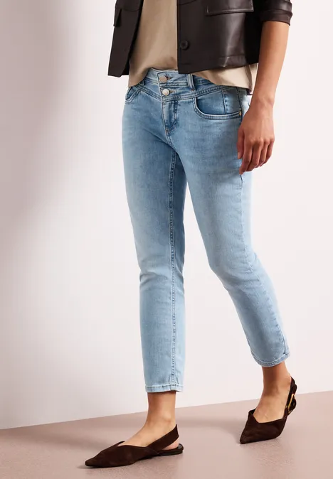 Mid Waist Slim Leg Jeans im Slim Fit light blue random wash