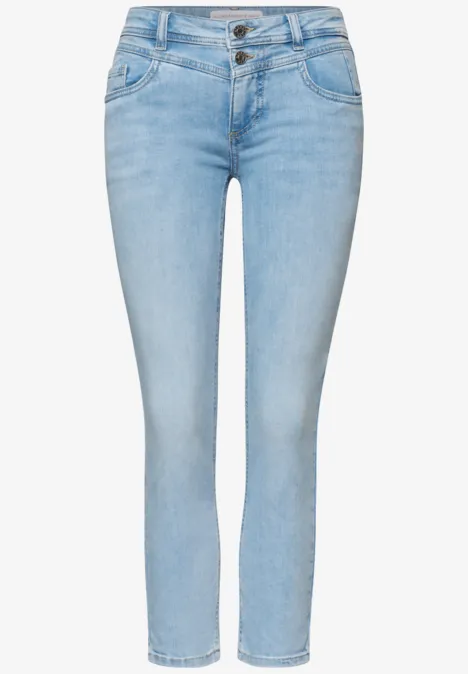 Mid Waist Slim Leg Jeans im Slim Fit light blue random wash