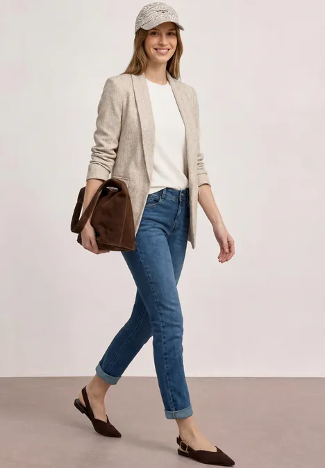 Low Waist Slim Leg Jeans im Casual Fit authentic dark blue wash