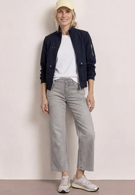 Mid Waist Straight Leg Jeans im Casual Fit light grey wash