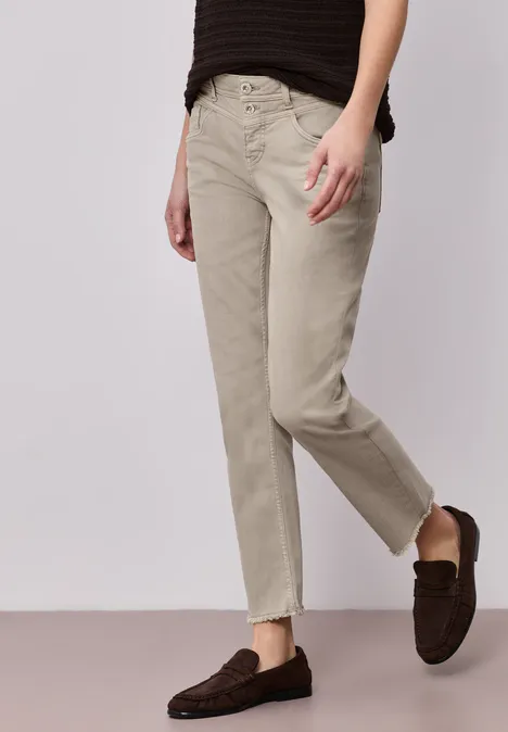 Straight Legs jeans met franje aan de zoom Beige Washed
