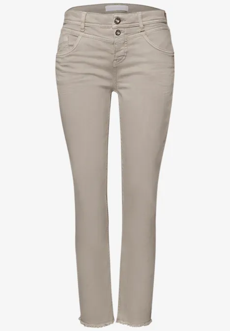 Straight Legs jeans met franje aan de zoom Beige Washed