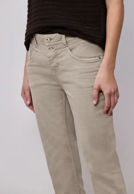 Straight Legs jeans met franje aan de zoom Beige Washed