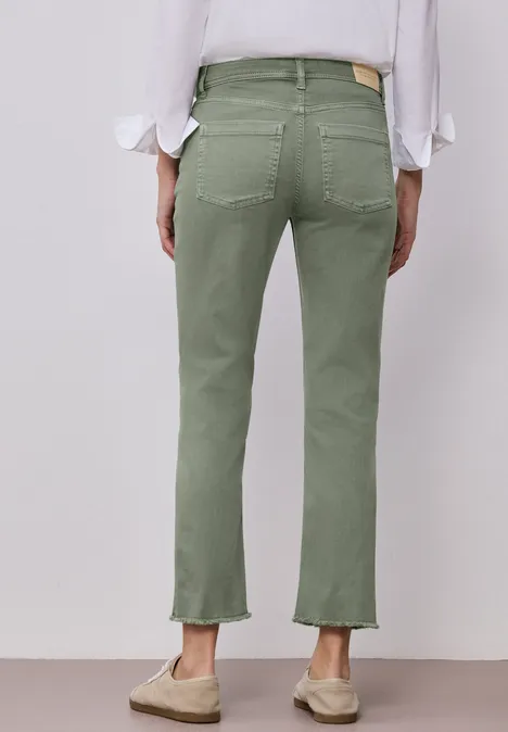 Straight Leg Jeans mit fransigem Saum Sage Green Washed