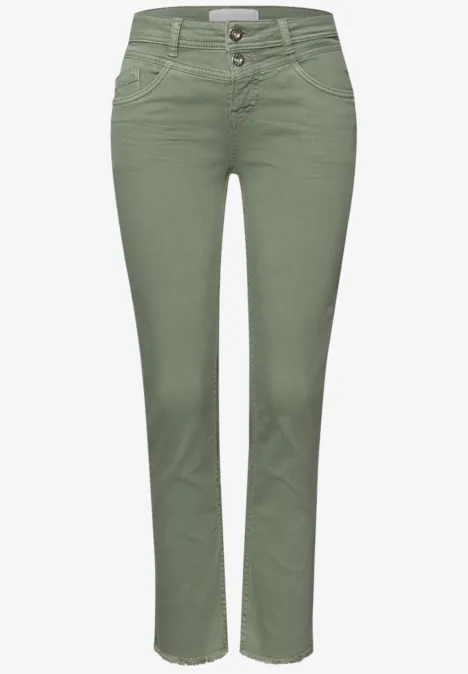 Straight Leg Jeans mit fransigem Saum Sage Green Washed