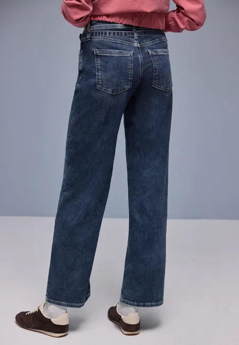 Wide Legs Jeans Medium Blue Soft washed