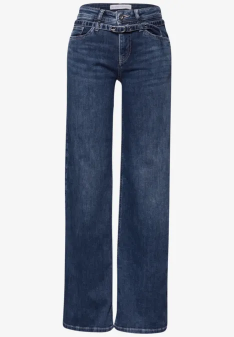 Wide Legs Jeans Medium Blue Soft washed