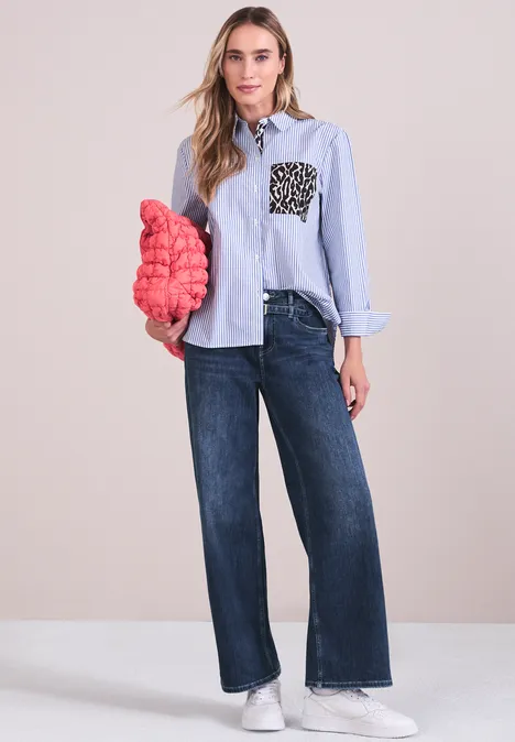 Wide Legs Jeans Medium Blue Soft washed