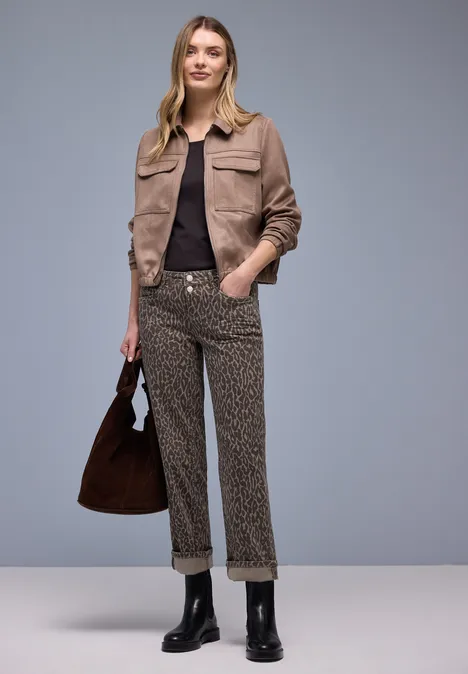 Straight Leg Jeans Leo Print washed