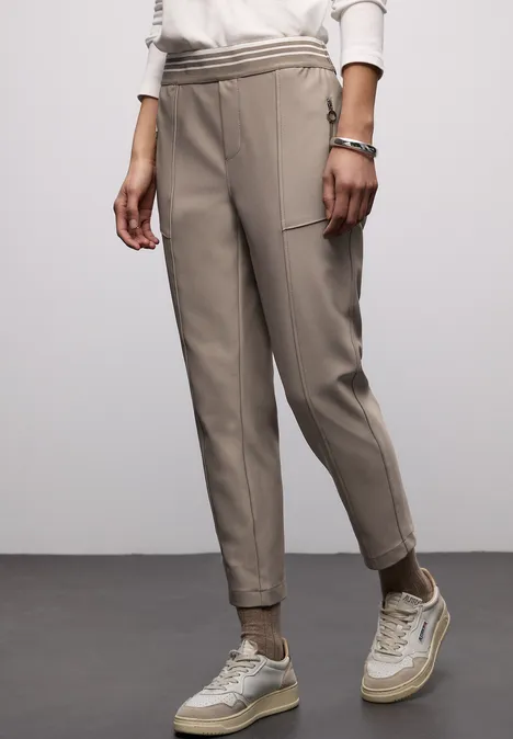 Broek met smalle pijpen light terra mocha