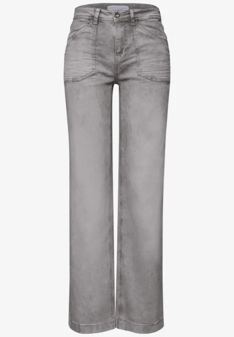 Wide Legs Jeans Grey Random Washed