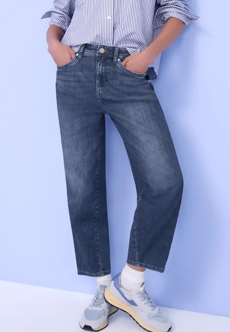 Jeans à jambes barrées Medium Blue Washed