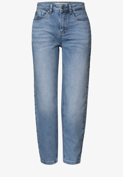 High Waist Barrel Leg Jeans im Loose Fit authentic light blue Hochgeschnittene, hellblaue Jeans mit geradem Bein und klassischem 5-Pocket-Design.