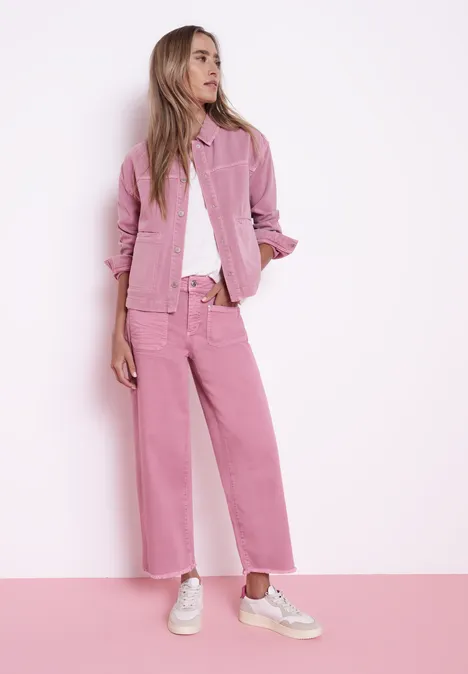 Jeansy z nogawką Straight Leg z detalami u dołu pink washed