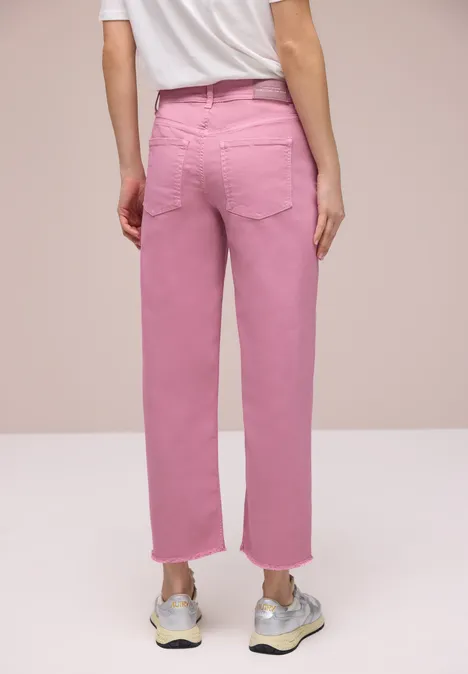 Jeansy z nogawką Straight Leg z detalami u dołu pink washed
