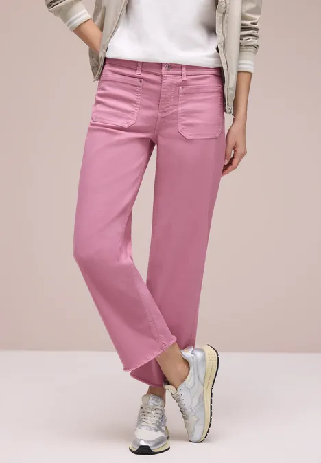 Straight Leg Jeans mit Saumdetail pink washed