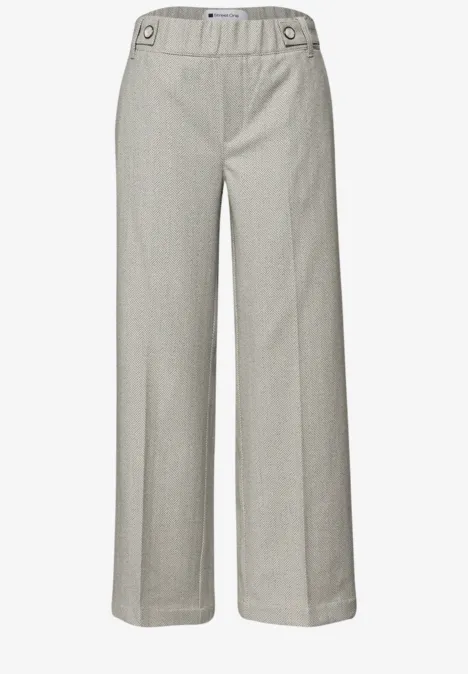 High Waist Wide Leg Hose mit Knopfdetail smoke beige