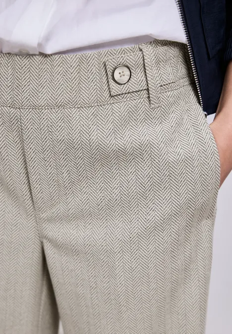 High Waist Wide Leg Hose mit Knopfdetail smoke beige