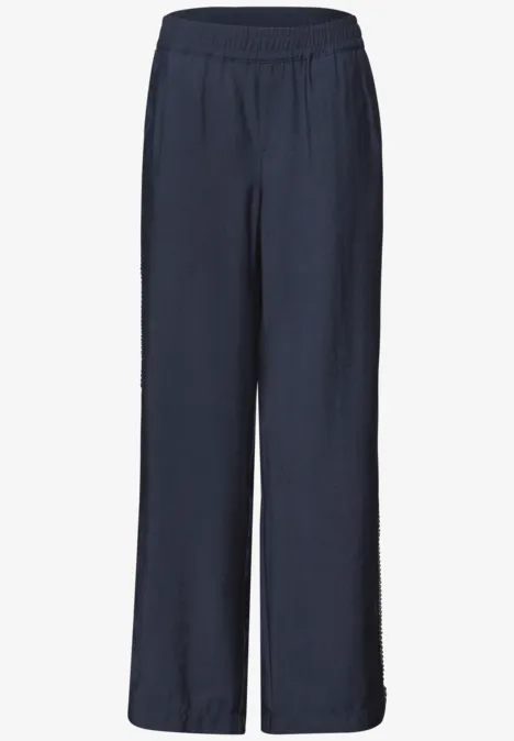 Wide Leg Hose mit Crochet Tape shadowed navy