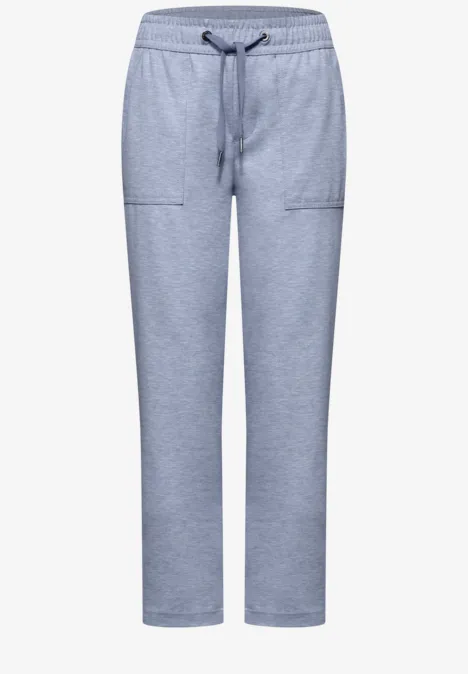 Mid Waist Slim Leg Hose mit Elastikbund country blue mel.