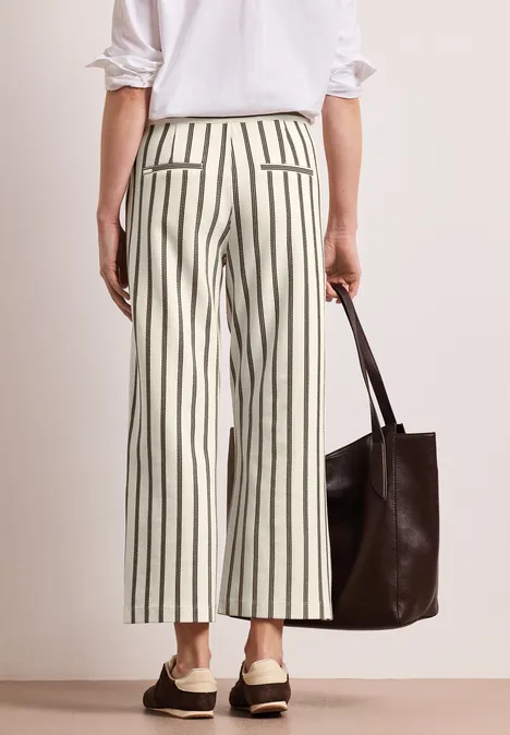 Wide Leg Hoseim Casual Fit mit Streifen soft beige