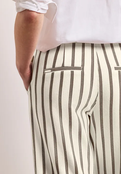 Wide Leg Hoseim Casual Fit mit Streifen soft beige