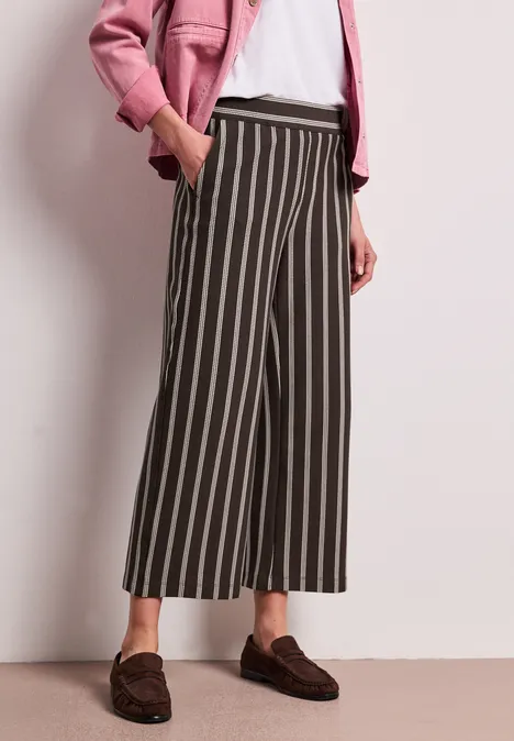 Wide LegPantalon casual fit à rayures espresso brown