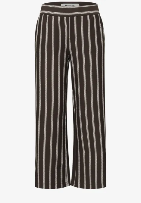 Wide LegPantalon casual fit à rayures espresso brown