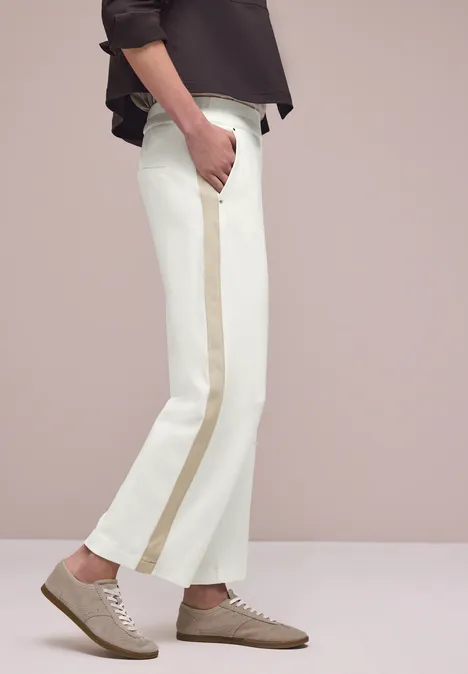 Wide Leg Hose mit Gallonstreifen off white