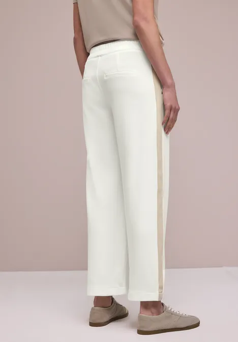 Wide Leg Hose mit Gallonstreifen off white