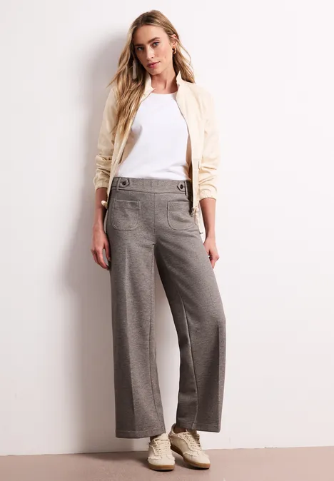 Wide Leg Hose mit Knopfdetails espresso brown