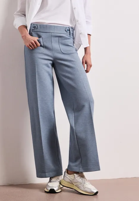 Wide Leg Pantalon avec détails de boutons hushed blue
