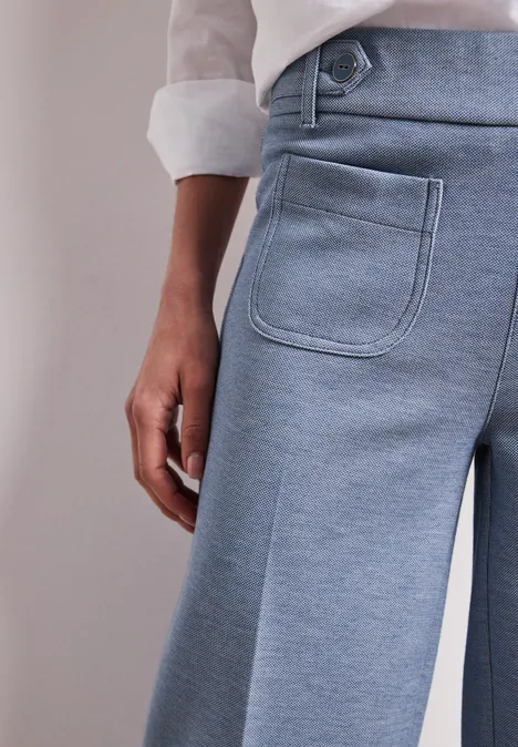 Wide Leg Pantalon avec détails de boutons hushed blue