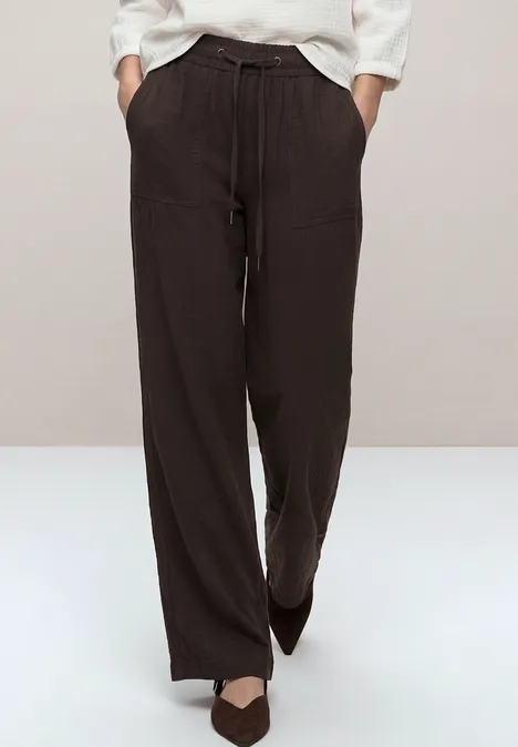 High Waist Wide Leg Hose im Loose Fit espresso brown
