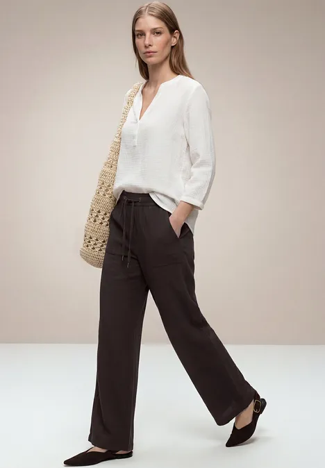 High Waist Wide Leg Pantalon Loose Fit espresso brown