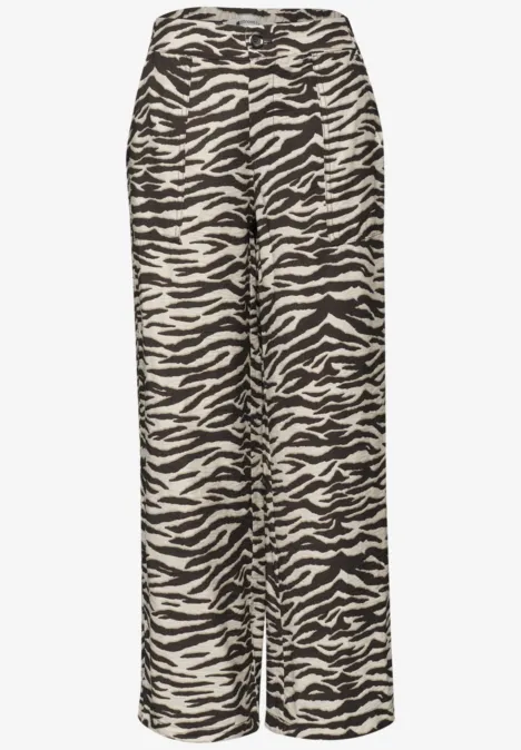 Wide Leg Hose im Loose Fit mit Animal Print espresso brown