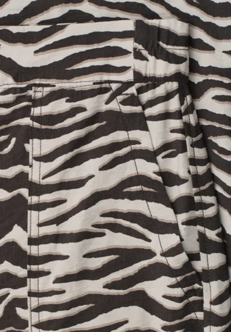 Wide Leg Hose im Loose Fit mit Animal Print espresso brown