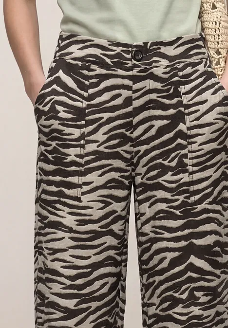 Wide Leg Hose im Loose Fit mit Animal Print espresso brown