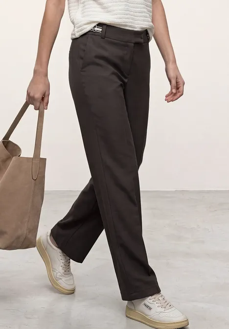 Straight Legs broek met riemdetails espresso brown