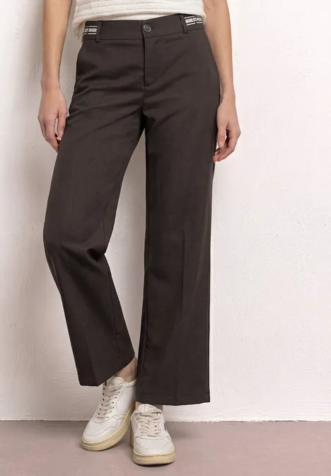 Straight Legs broek met riemdetails espresso brown