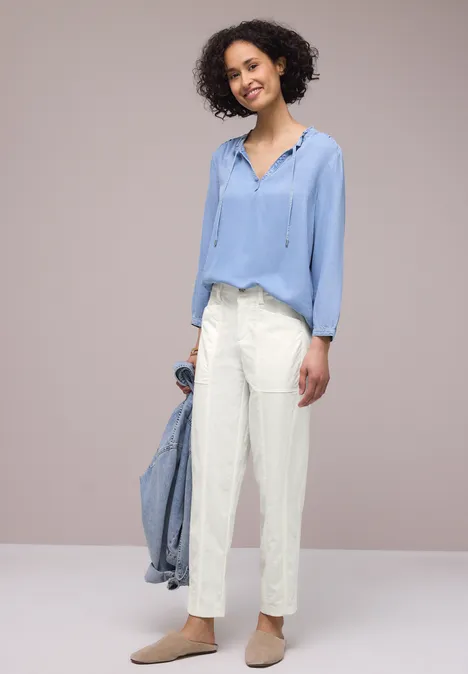 High Waist Barrel Leg Hose im Casual Fit off white