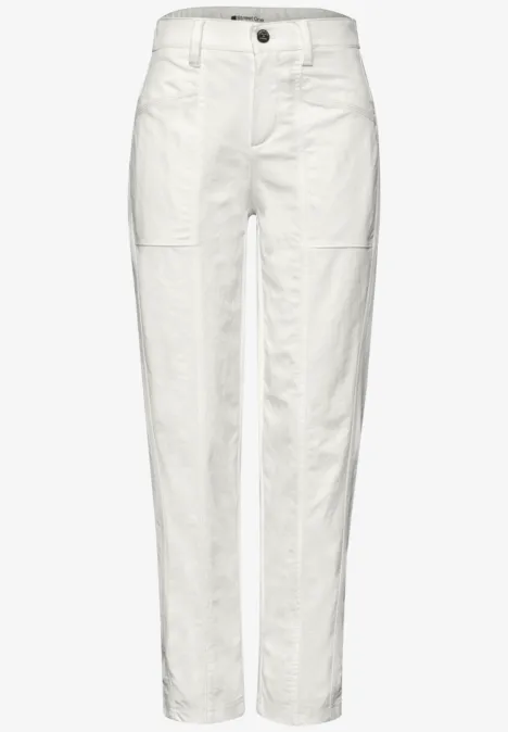 High Waist Barrel Leg Hose im Casual Fit off white