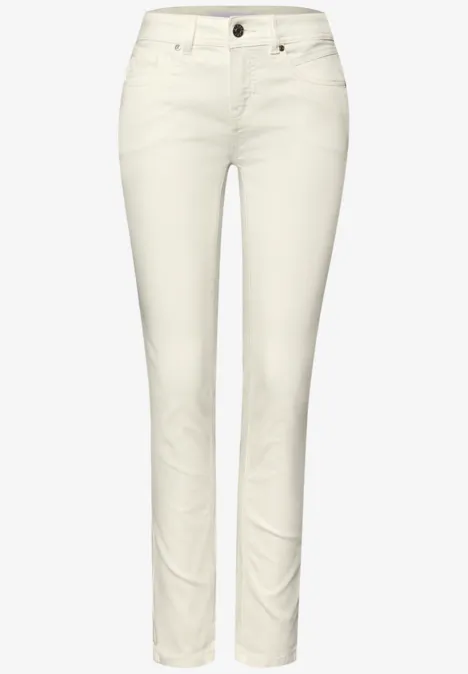Mid Waist Slim Leg Jeans im Casual Fit Optic White washed