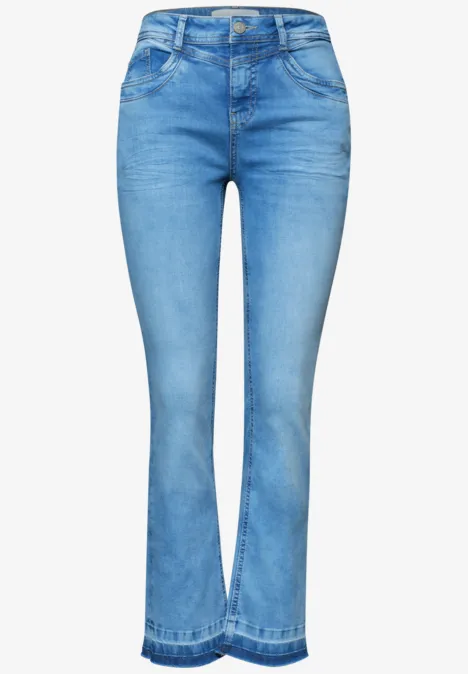 High Waist Flared Leg Jeans mit Ziersaum Light Blue Wash