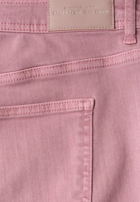 Mid Waist taps toelopende jeans in een Loose Fit Blush Pink Washed